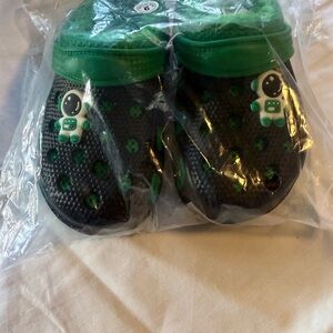 Kids Green and Black Space-Themed Shoes